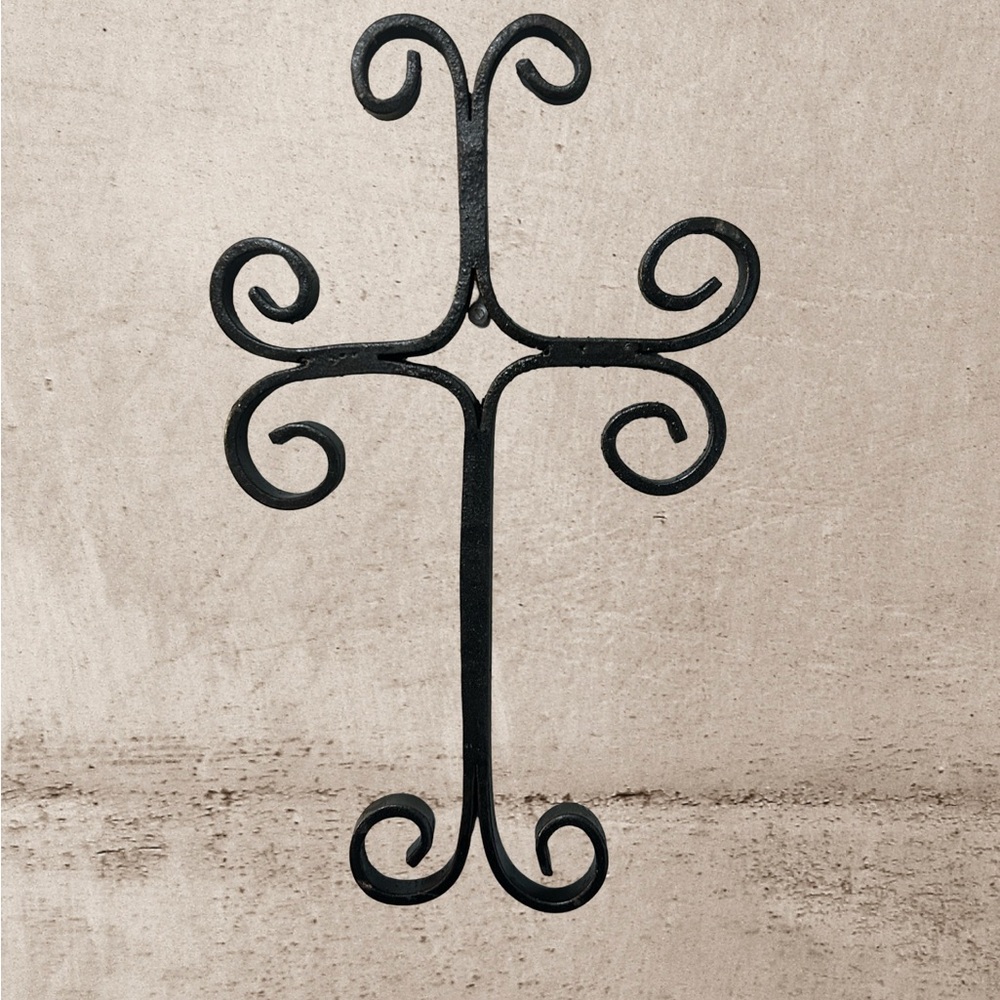 Elegant Black Wrought Iron Wall Cross Decor